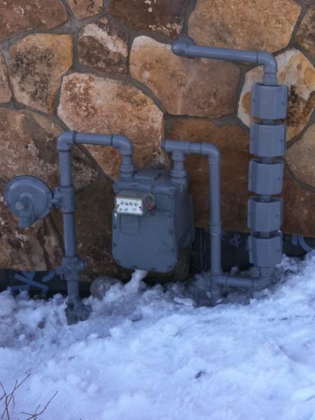 Wildridge Colorado Natural Gas Whole House Installation
This application shows a GMX Natural Gas installation treating the whole house from just downstream of the gas meter on a home in Wildridge CO.

The home has 8 appliances. 3 furnaces, 2 water heaters, 2 gas logs, and a stove cook top. With a total Gas BTU load of around 450,000 input.

We re-piped downstream of the meter, using 1 1/4" Stainless Steel Track Pipe. Allowing for 5 Model 848 GMX Units. 
And have found that the Stainless Steel Track or Gas Tite pipe works well.

Just after the installation the homeowner noticed that the range burners were now lighting without having to use a match. 
The home is located at an elevation of around 8,000 feet and has had challenges with the burners lighting properly.

We will be in communication when the time comes to compare her previous Natural Gas usage reports.

Others that we have been installing over the last year or so are beginning to come in.  We are excited with the feedback we have received so far.
